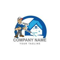 house cleaner mascot brand logo design vector,Cleaning Service Man Mascot. vector