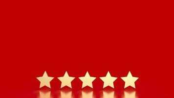 The gold five star on red background 3d rendering photo