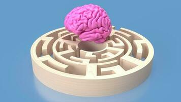 The pink Brain in maze for Brain training concept 3d rendering photo