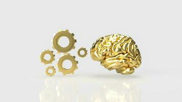 The Brain and gears on white background 3d rendering photo