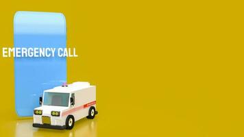 The  emergency call on mobile for ambulance or safety concept 3d rendering photo