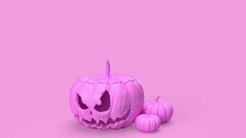 The jack o lantern pumpkin pink color tone for halloween content 3d rendering photo