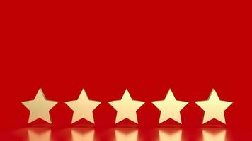 The gold five star on red background 3d rendering photo