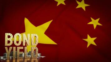The Bond yield  and coins on Chinese flag for Business concept 3d rendering photo