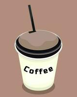 Vector disposable coffee cup on brown background