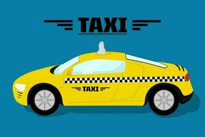 Yellow Taxi Car, sport car taxi vector illustration in flat color style