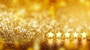 The gold five star on bokeh background 3d rendering photo