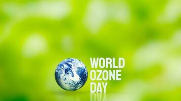 The planet and text for  World Ozone Day 3d rendering photo