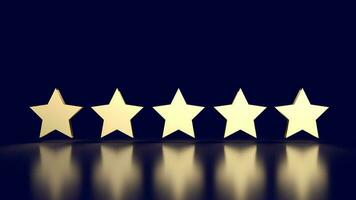 The gold five star on blue background 3d rendering photo