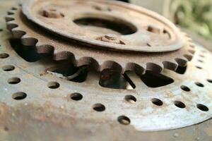 rusty old vespa motorbike tire wheel gears photo