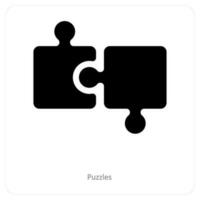 Puzzle and solution icon concept vector