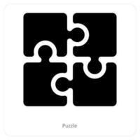 Puzzle and solution icon concept vector