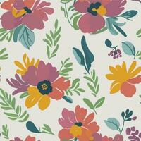 vector seamless hand drawn watercolor flower pattern. beautiful floral background design.