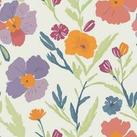 vector seamless hand drawn watercolor flower pattern. beautiful floral background design.