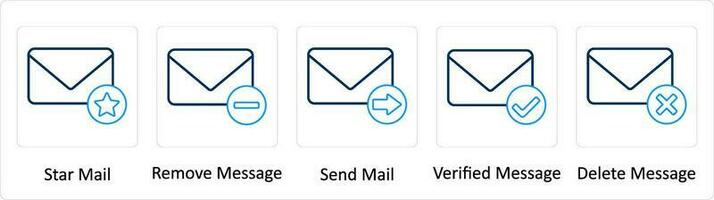 A set of 5 Extra icons as star mail, remove message, send mail vector