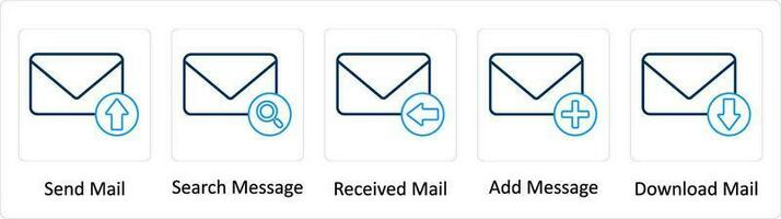 A set of 5 Extra icons as send mail, search message, received mail vector