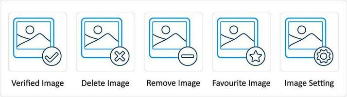 un conjunto de 5 5 extra íconos como verificado imagen, Eliminar imagen, eliminar imagen vector