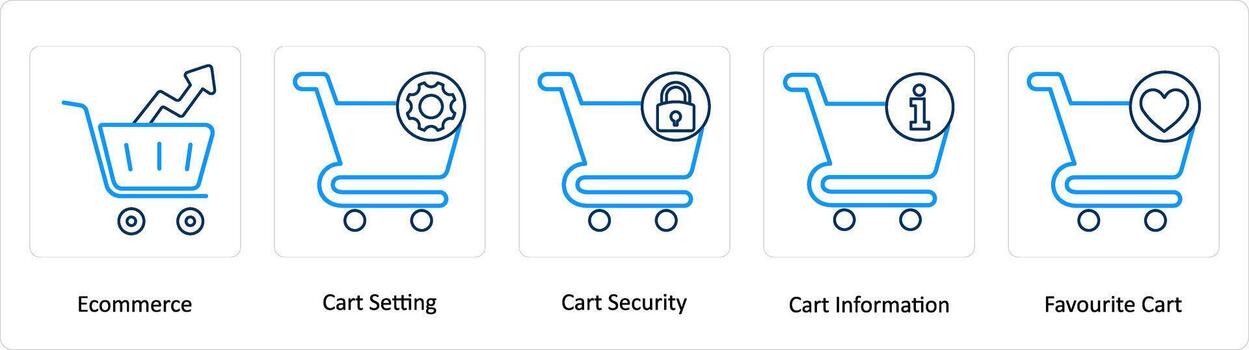 un conjunto de 5 5 extra íconos como comercio electrónico, carro configuración, carro seguridad vector