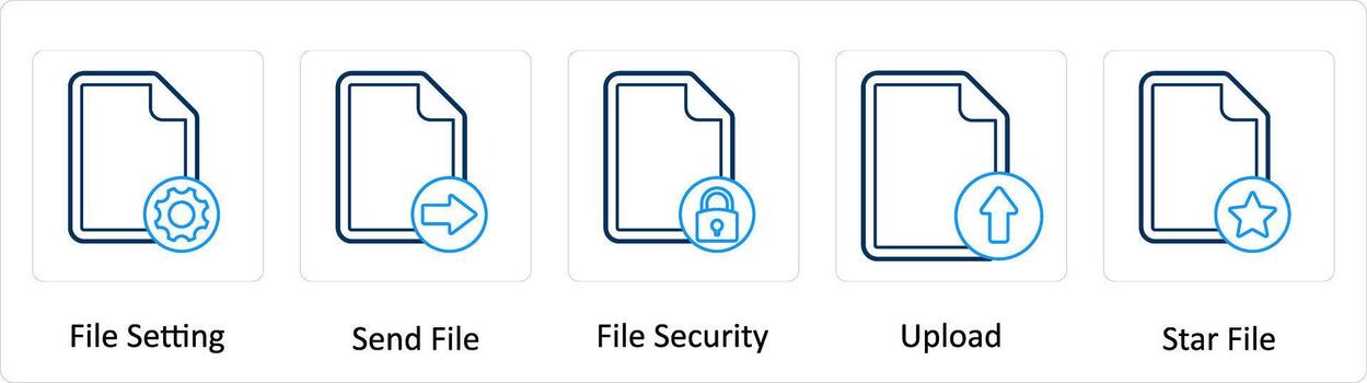A set of 5 Extra icons as file setting, send file, file security vector