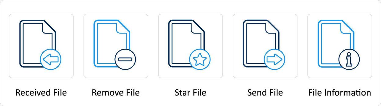 A set of 5 Extra icons as received file, remove file, star file vector