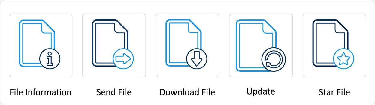 A set of 5 Extra icons as file information, send file, update vector