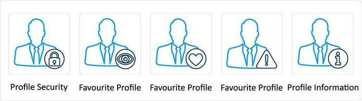 A set of 5 Extra icons as profile security, favorite profile, profile informatio vector