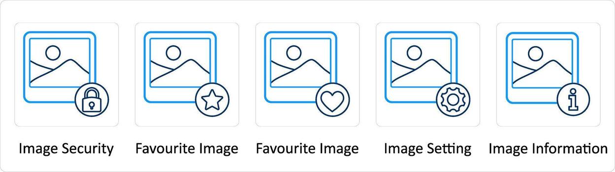 A set of 5 Extra icons as image security, favorite image, image setting vector