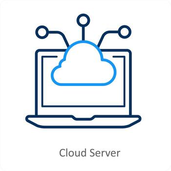 Cloud Server  and computing icon concept vector