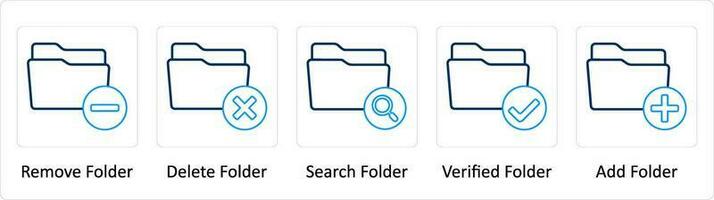 A set of 5 Extra icons as remove folder, delete folder, search folder vector