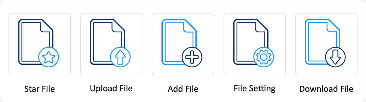 A set of 5 Extra icons as star file, upload file, add file vector