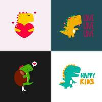 cute dinosaur vector collection for print, greeting card and background wallpaper