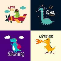 linda dinosaurio vector colección para imprimir, saludo tarjeta y antecedentes fondo de pantalla