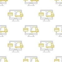a seamless pattern with a computer and a keyboard vector
