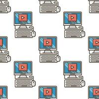 video player on computer seamless pattern vector illustration