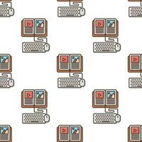 a pattern with a keyboard and a book vector