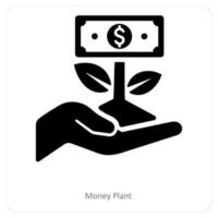 dinero planta y negocio icono concepto vector