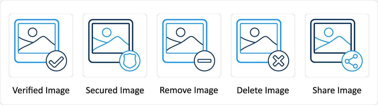 A set of 5 Extra icons as verified image, secured image, remove image vector