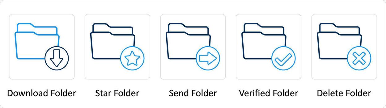 A set of 5 Extra icons as download folder, star folder, send folder vector