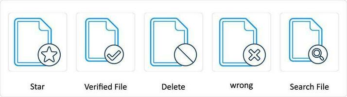 A set of 5 Extra icons as star, verified file, delete vector