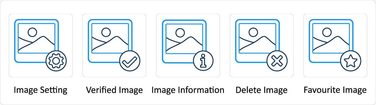 A set of 5 Extra icons as image setting, verified image, image information vector