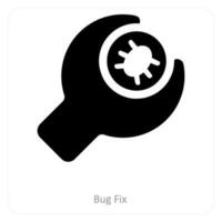 Bug Fix and search icon concept vector