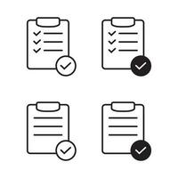 List confirmation icon in line style. Confirm list, check list, approve form icon. Stock vector illustration.