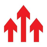 Three red arrows up icon. Upload symbol. Upgrade sign. Growth symbol. Creative project start, business advance, breakthrough sign. Fast growth symbol. Speed, grow up, increase isolated on white. vector