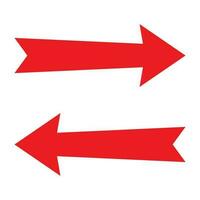 Red arrow sign icon. Left and Right direction pointer. Next and Previous button. Navigation symbol. vector