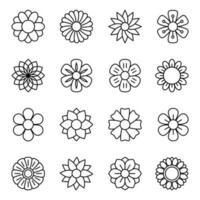 Flower icon set, vector line icon isolated. Line art.