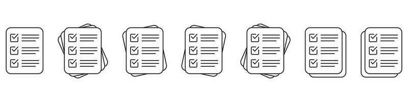 Checklist vector icon in line art style. Document icon, questionnaire icon, illustration isolated on white background for graphic and web design.