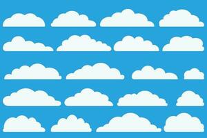 Cloud shapes. Clouds pack in flat style for design element in white without shadow. vector