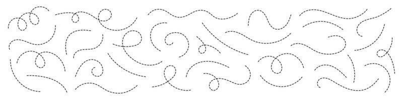 Hand drawn curve dotted line vector set.