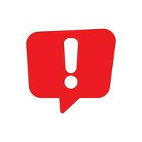 Red attention sign  with exclamation mark. Hazard  speech bubble icon, warning symbol. Vector illustration.