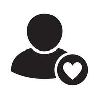 usuario con corazón icono. favorito perfil signo. vector
